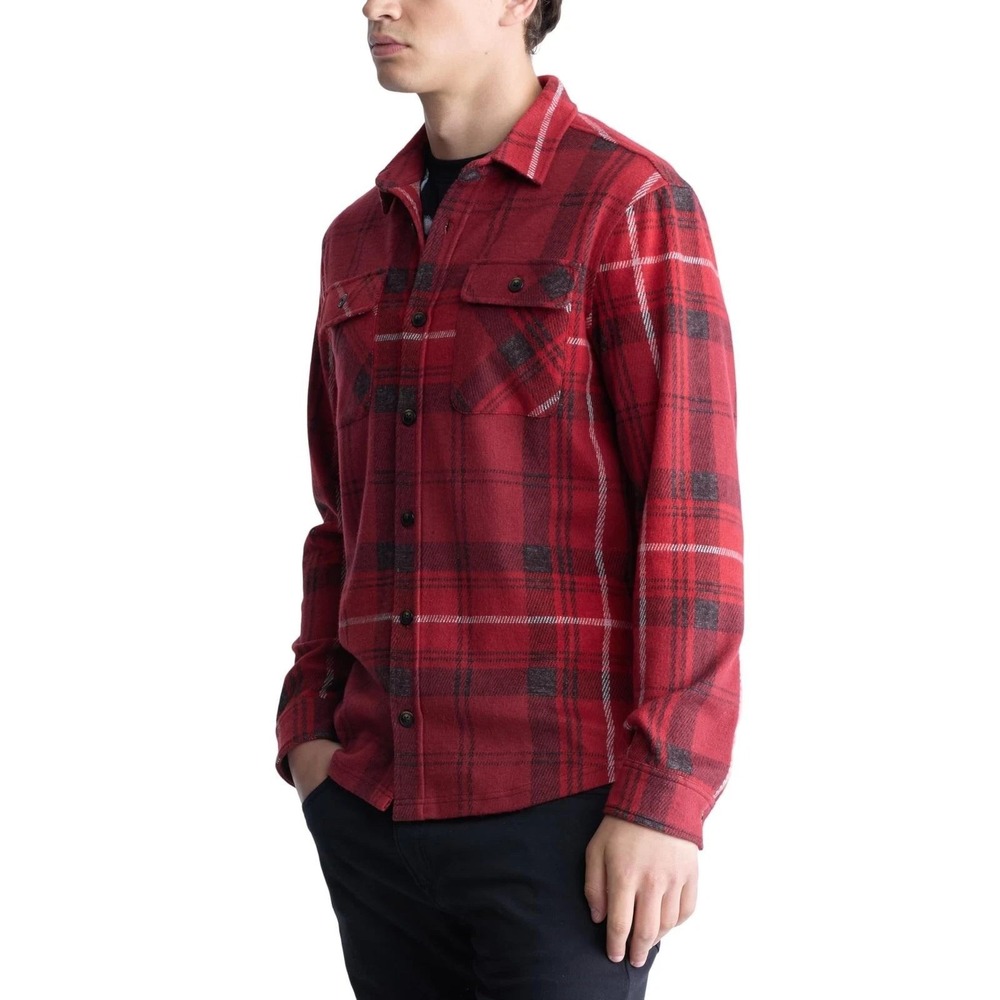 Buffalo David Bitton Plaid Flannel Shirt Men XL Red Black Long Sleeve Rustic NWT
